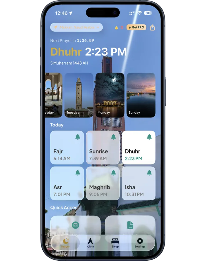 Athanify prayer times home screen
